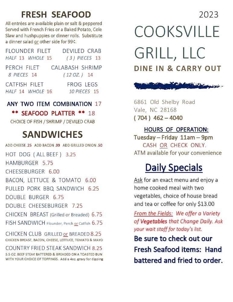 Cooksville Grill, LLC Menu image 3